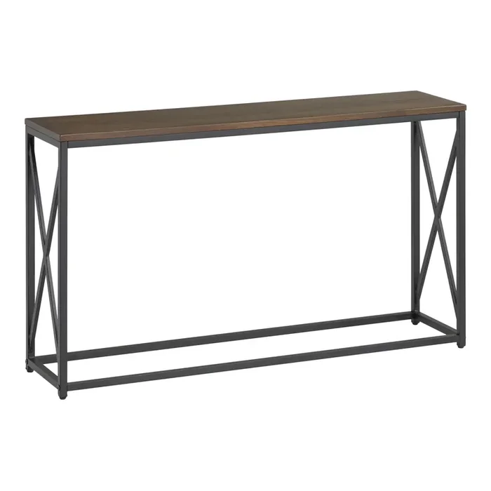 Dark Brown and Black X Base Farmhouse Console Table