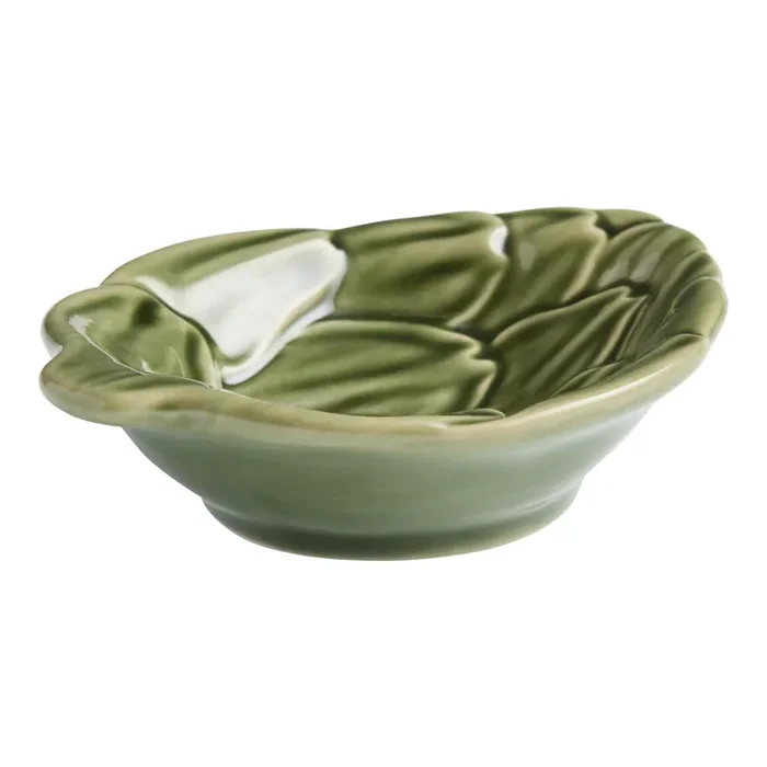 Dark Green Ceramic Artichoke Figural Pinch Bowl