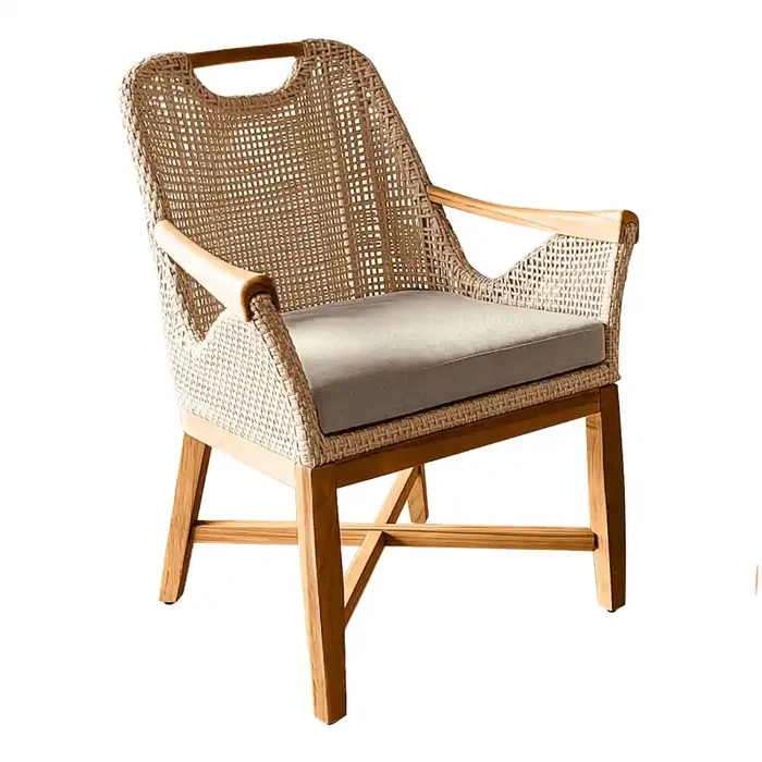 Demeter Teak and Faux Rattan Dining Armchair 2 Piece Set