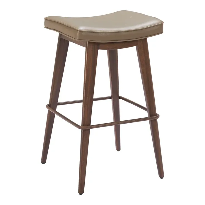 Dev Taupe Faux Leather Backless Barstool 2 Piece Set