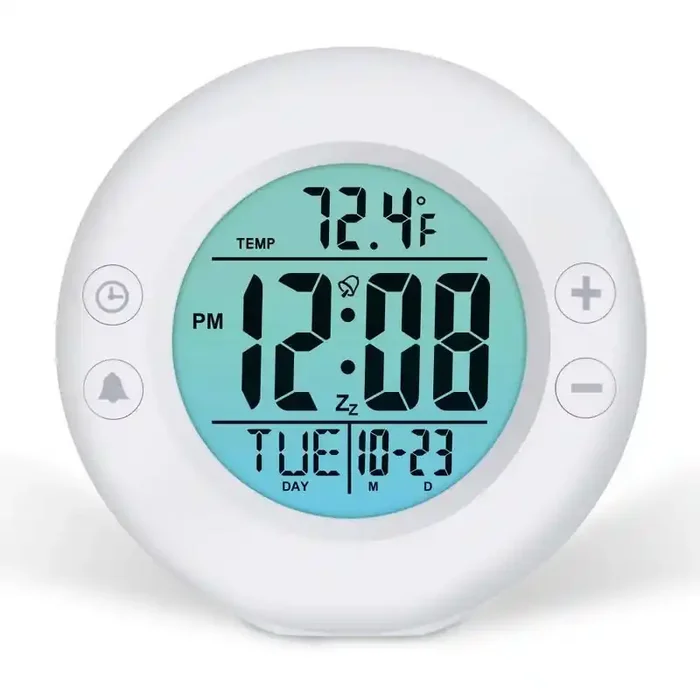 Digital Color Fade Alarm Clock White – Westclox Modern Style, Bedroom & Bedside, Battery Operated
