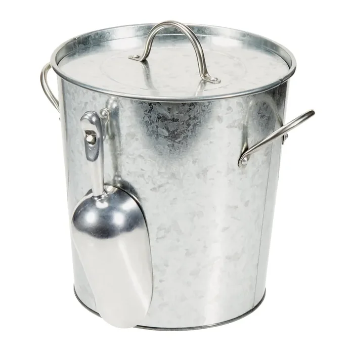 Dining Style Galvanized Ice Bucket & Scoop Silver