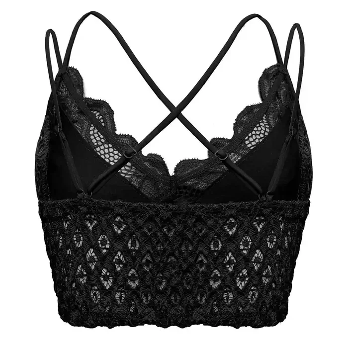 Dip Crochet Lace Bralette – Black