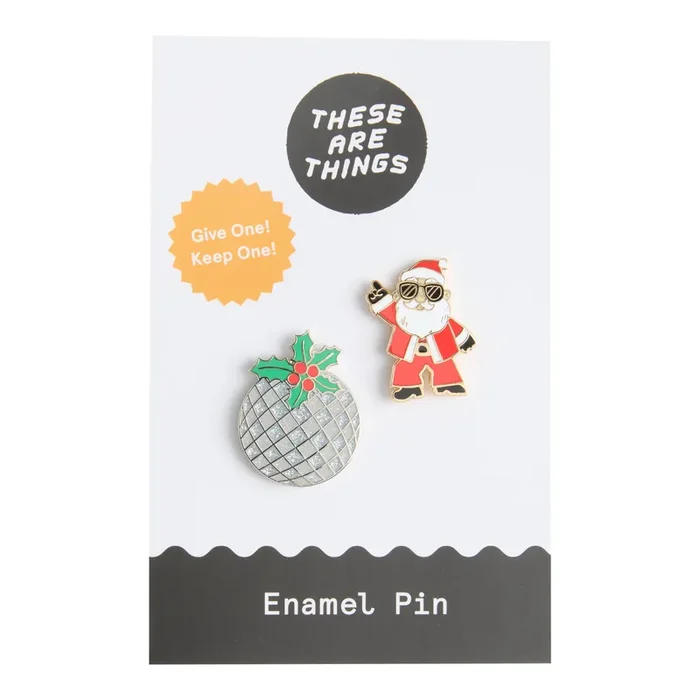 Disco Santa Enamel Pins 2 Pack