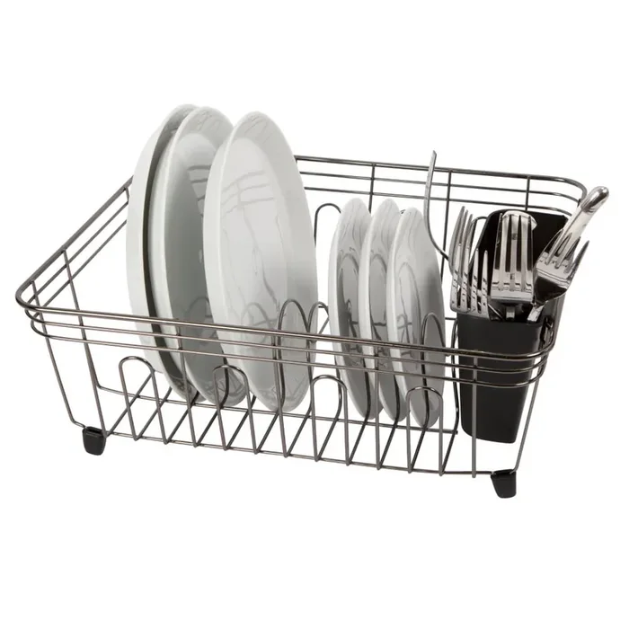 Dish Drain With Utensil Caddy – Black