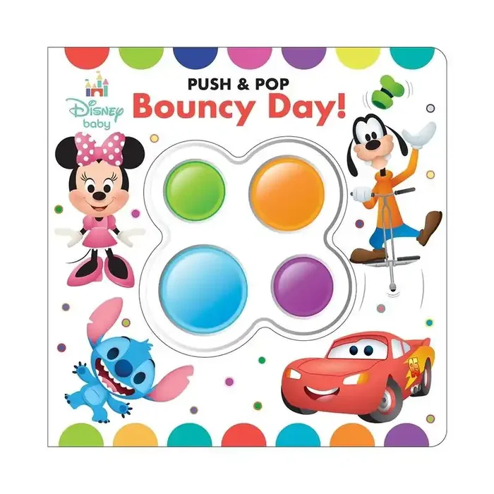 Disney Baby Bouncy Day! Push & Pop – by Pi Kids (Board Book)