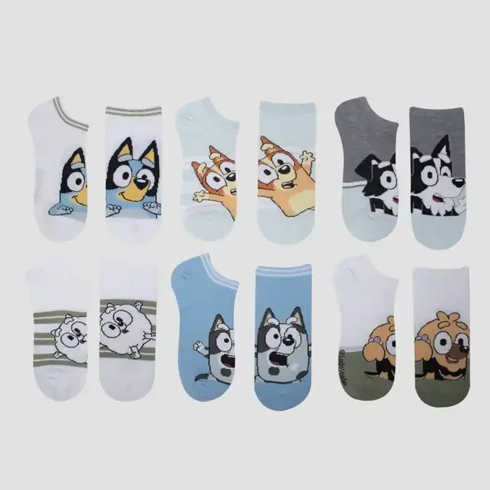 Disney Boys‘ Bluey 6pk No Show Socks – White M/L