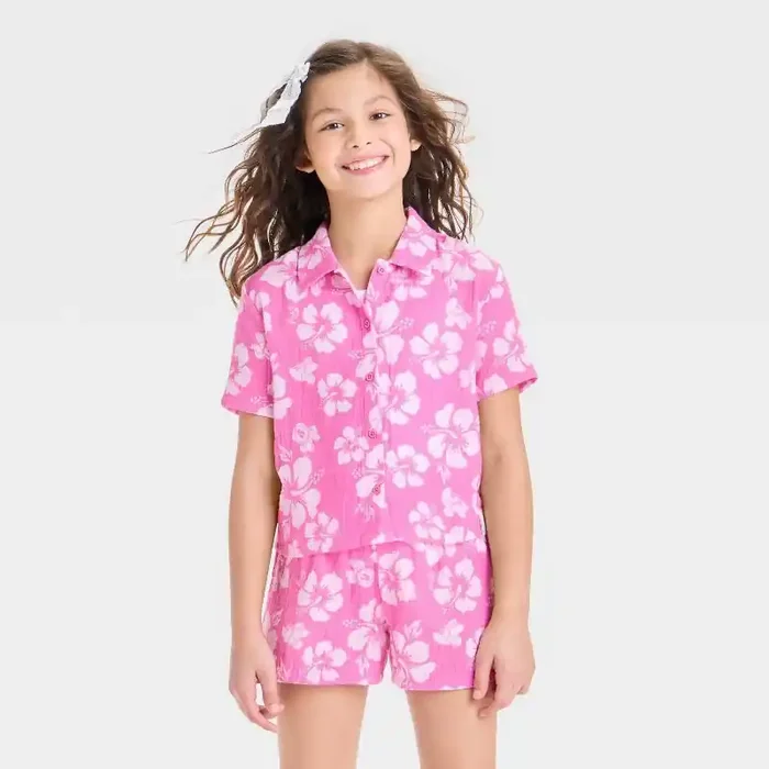 Disney Girls‘ Minnie Mouse Gauze Cabana Top – Pink M