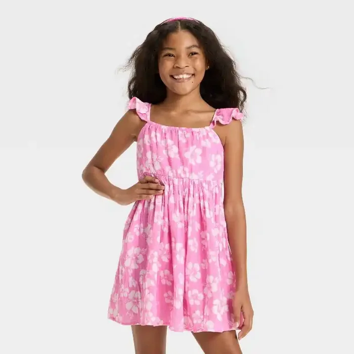 Disney Girls‘ Minnie Mouse Gauze Gauze Dress – Pink L