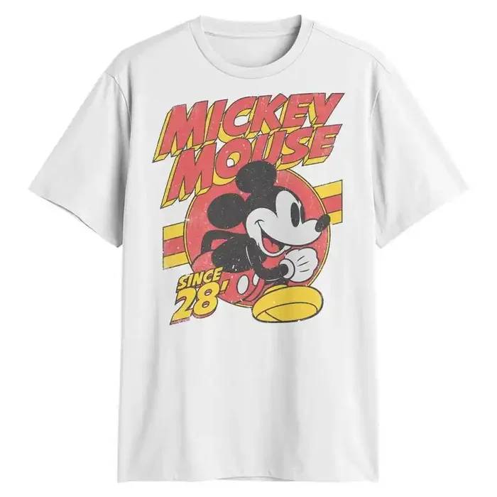 Disney Men‘s Mickey Mouse Short Sleeve Graphic T-Shirt – White S