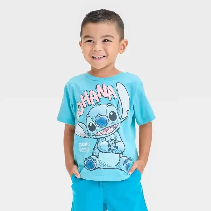 Disney Toddler Boys‘ Stitch Short Sleeve Graphic T-Shirt – Blue 2T