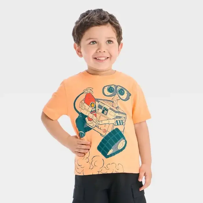 Disney Toddler Boys‘ Wall-E Short Sleeve Graphic T-Shirt – Orange 4T