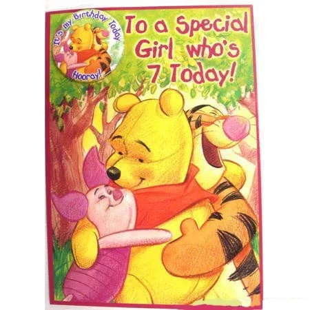 Disney Winnie the Pooh Card and Envelope Age 7