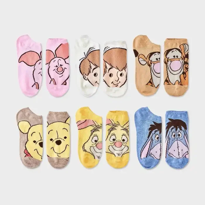 Disney Women‘s Winnie The Pooh 6pk Low Cut Socks – Assorted Color 4-10