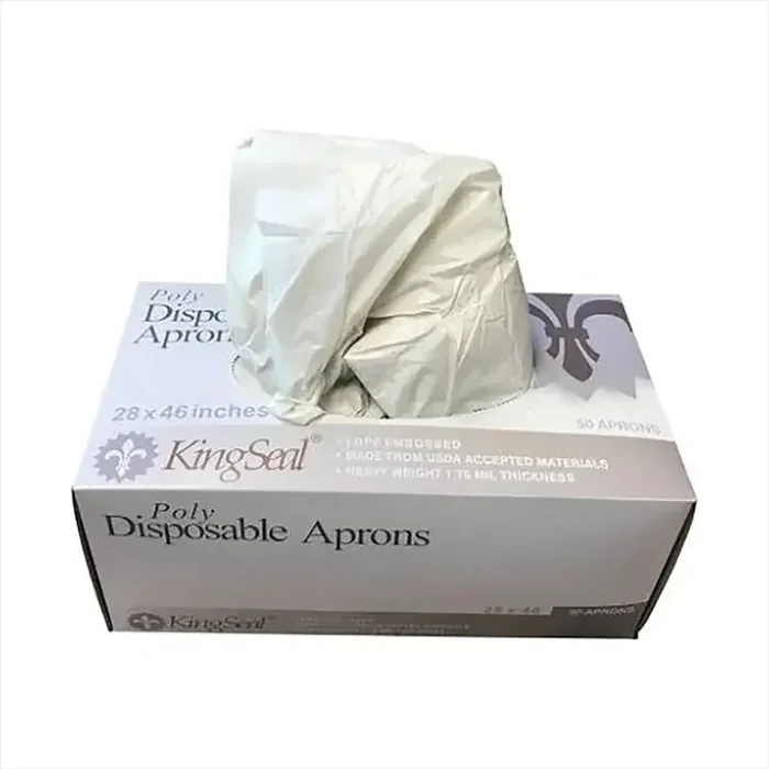 Disposable Apron Heavy Duty White 1.75 mil 2×50 ct 28″ x 46″