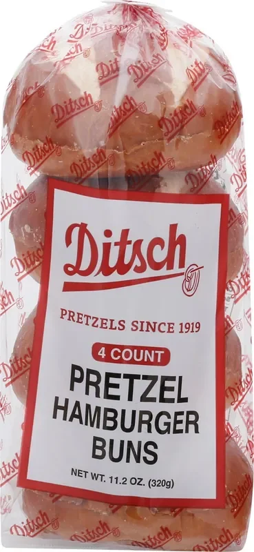 Ditsch Pretzel Hamburger Buns 4 Count