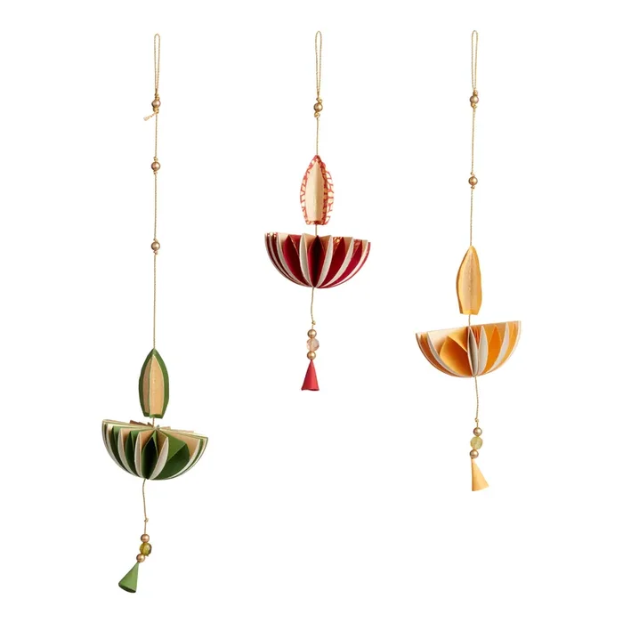 Diwali Handmade Paper Diyas Hanging Decor 3 Piece