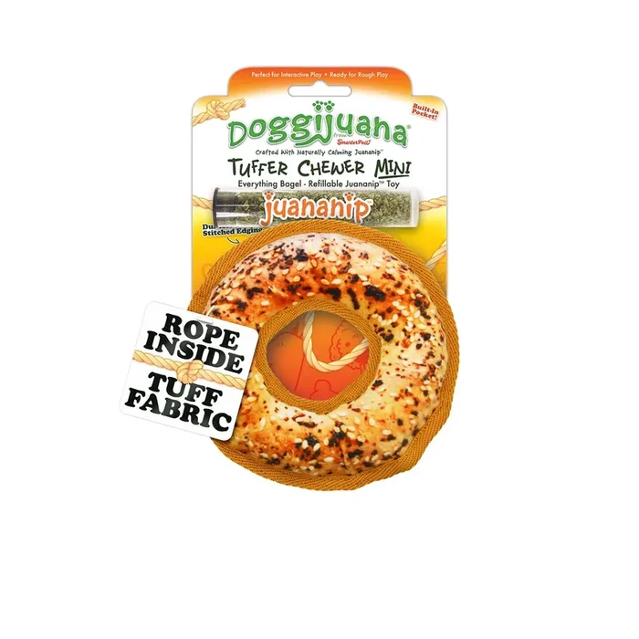 Doggijuana Tuffer Chewer Mini Refillable Everything Bagel Dog Toy