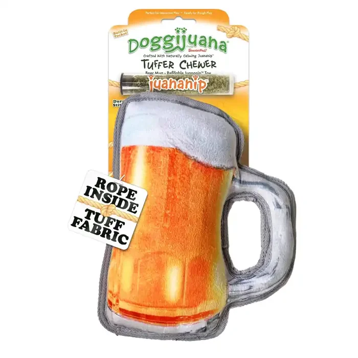 Doggijuana Tuffer Chewer Refillable Beer Mug Dog Toy, Small