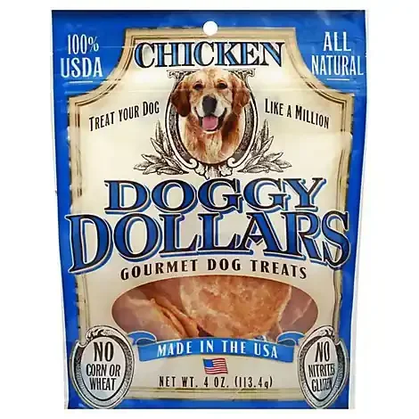 Doggy Dollars Dog Treats Gourmet Natural Chicken Pouch – 4 Oz