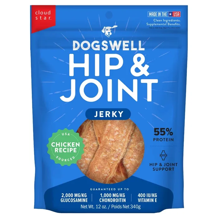Dogswell Hip & Joint Jerky Dog Treats, Chicken, 12 oz. Bag
