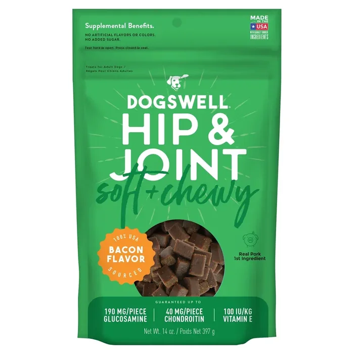 Dogswell Hip & Joint Soft & Chewy Dog Treats, Bacon, 14 oz. Bag