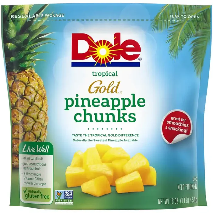 Dole Frozen DOLE TROPICAL GOLD Pineapple, 16 Ounce Bag