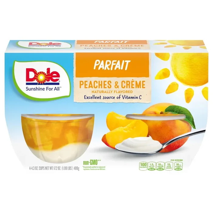 DOLE Fruit Bowls Peaches & Creme Parfait Cups