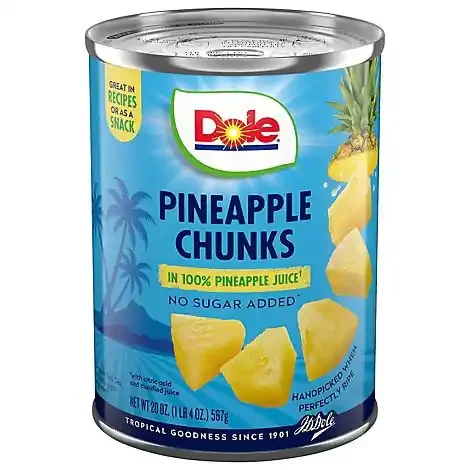 Dole Pineapple Chunks In 100% Pineapple Juice – 20 Oz