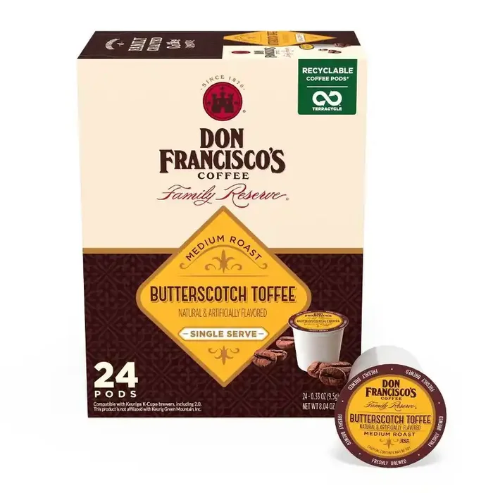 Don Francisco‘s Butterscotch Toffee Medium Roast Coffee- Single Serve Pod – 24ct