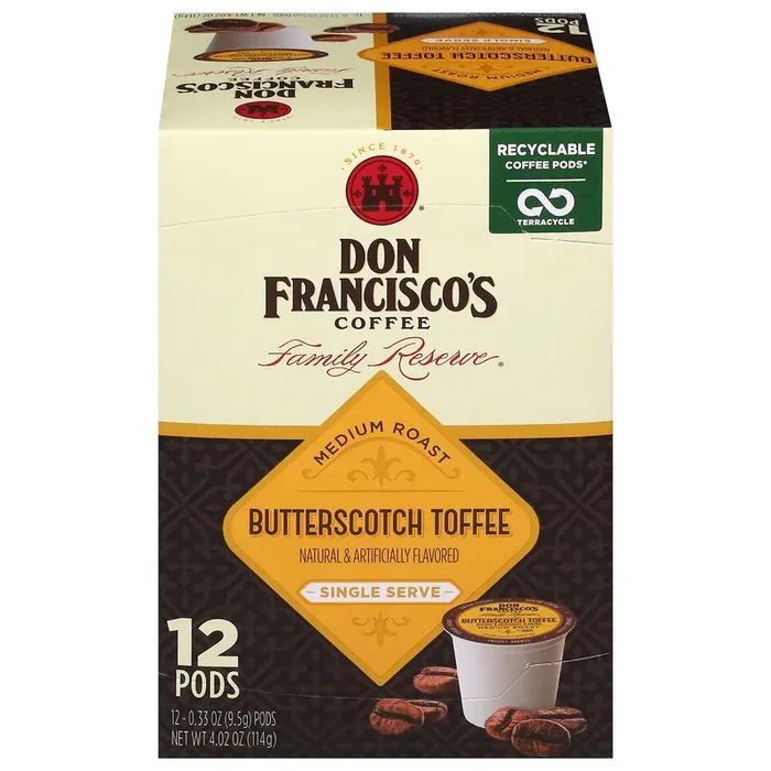 Don Francisco‘s Family Reserve Medium Roast Butterscotch Toffee Coffee 12 – 0.33 oz Pods