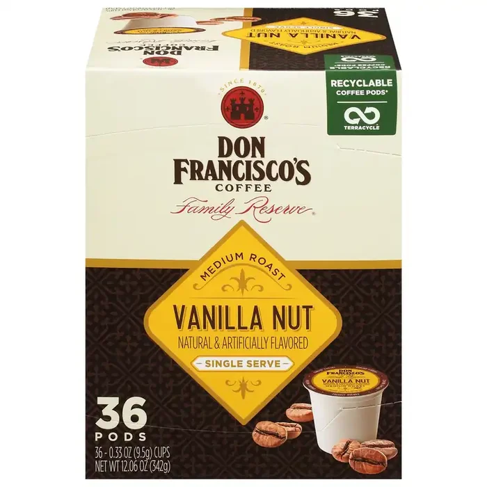 Don Francisco‘s Vanilla Nut Medium Roast Coffee Pods- Recyclable Single-Serve Coffee Pods – 11.88 oz