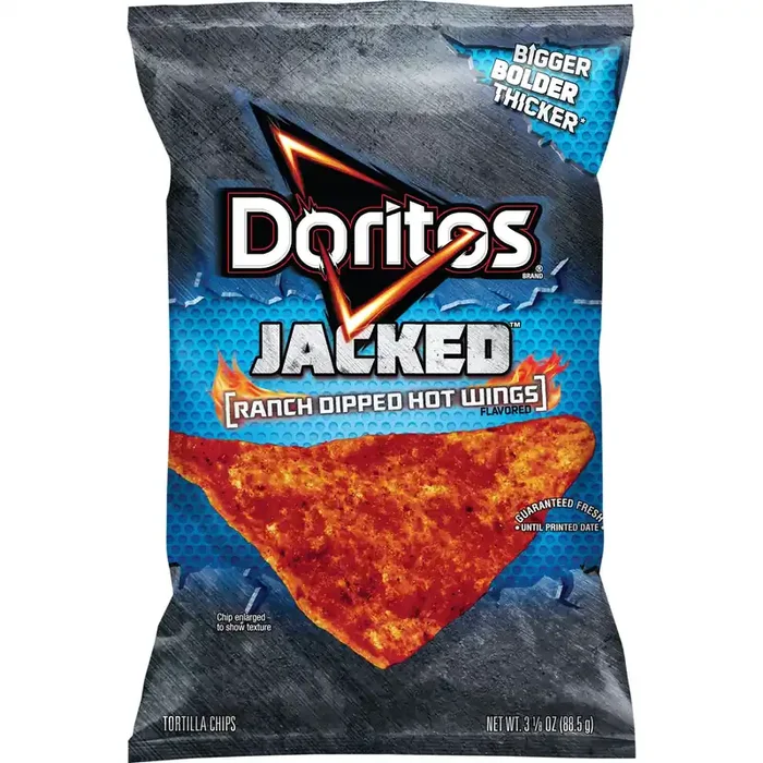 Doritos Jacked Ranch Dipped Hot Wing Tortilla Chips 3.13 Ounce Plastic Bag