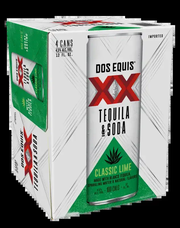 Dos Equis Tequila Soda Classic Lime 12oz 4 Pack