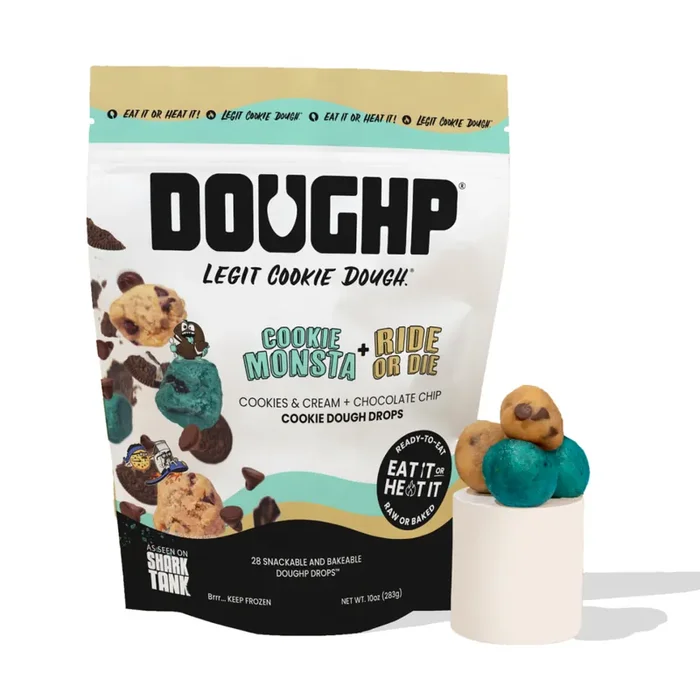 Doughp Snackable & Bakeable Chocolate Chip and Cookies & Cream Cookie Dough Bites, 10 oz