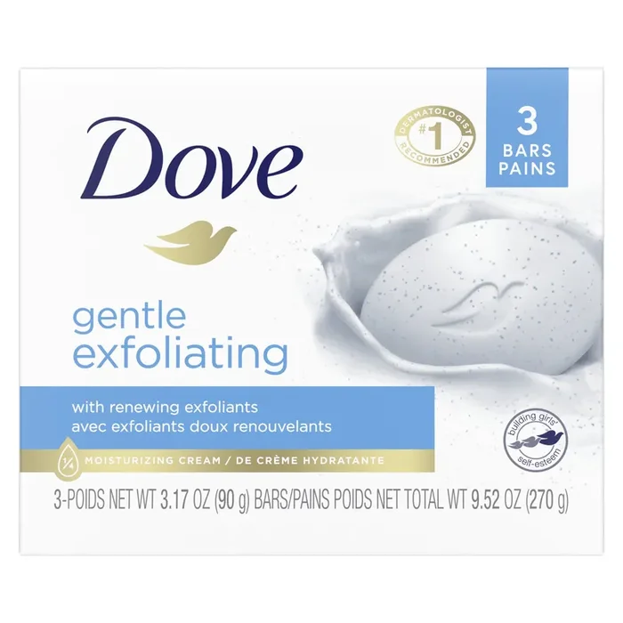Dove Beauty Bar Gentle Exfoliating With Mild Cleanser, 3.17 oz, 3 Bars