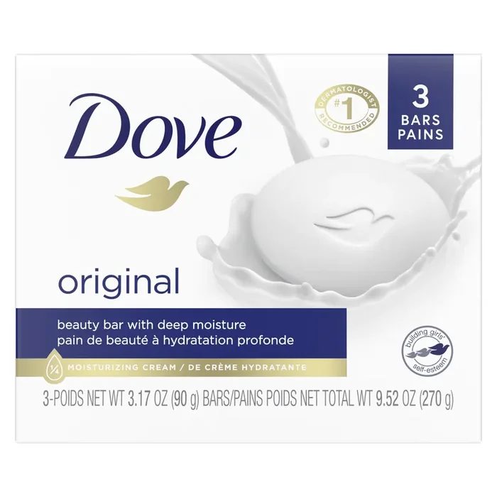 Dove Beauty Bar Gentle Skin Cleanser Original, 3.17 oz, 3 Bars