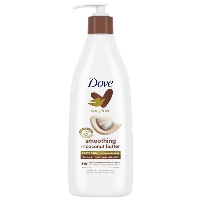 Dove Beauty Body Love 24-Hour Smoothing with Coconut Butter Body Lotion Cocoa Butter & Coconut – 13.5 fl oz