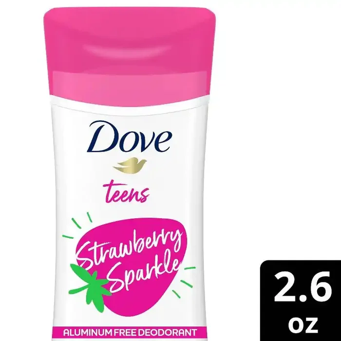 Dove Beauty Teens Strawberry Sparkle Aluminum Free Deodorant – Berry Scent – 2.6oz