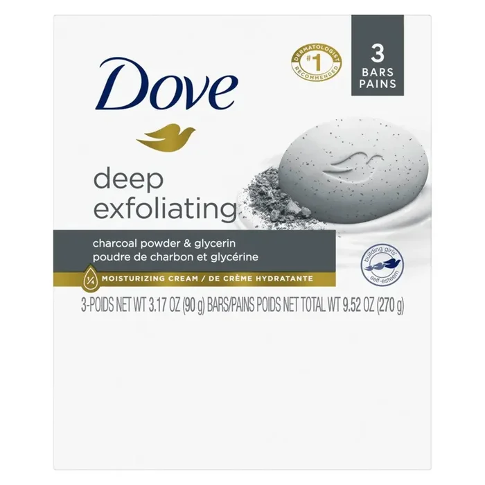 Dove Deep Exfoliating Soap Bar – Charcoal Powder & Glycerin