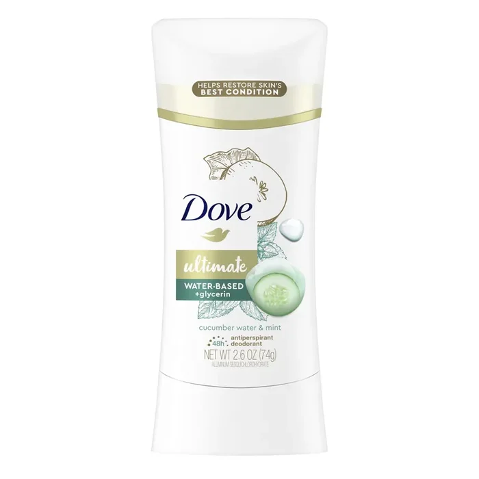 Dove Ultimate Antiperspirant Deodorant Stick Cucumber Water & Mint, 2.6 oz