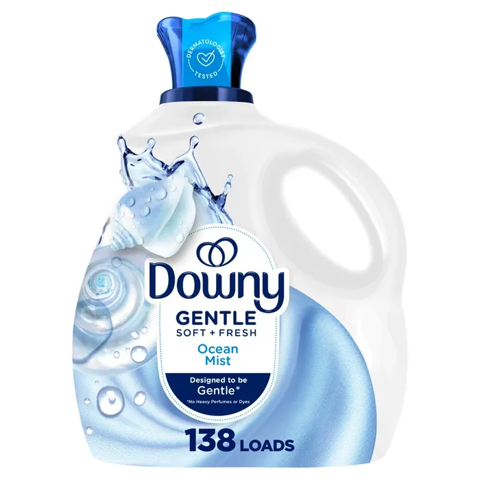Downy Gentle Soft + Fresh Fabric Softener Liquid, Ocean Mist Scent, 93 FL OZ, 138 loads, Liquid Fabric Softener Designed to be Gentle on Skin