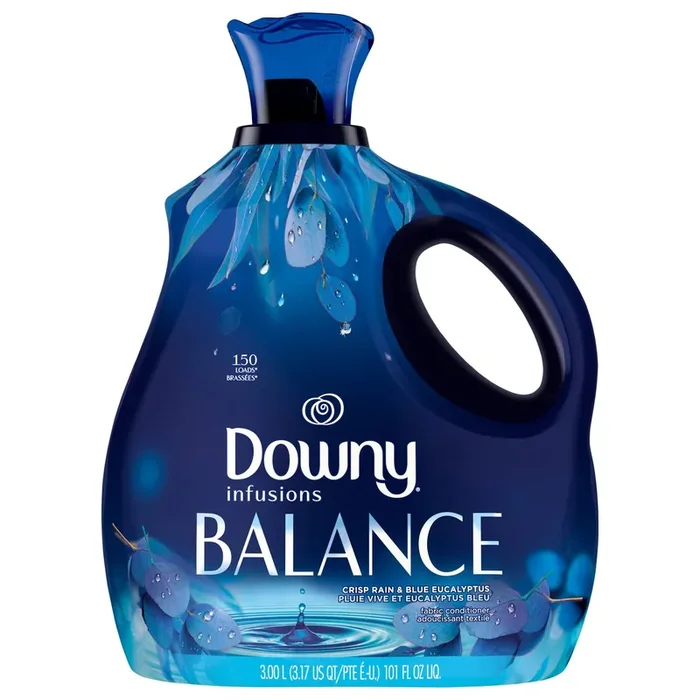 Downy Infusions Laundry Fabric Softener Liquid, BALANCE, Crisp Rain and Blue Eucalyptus, 101 fl oz