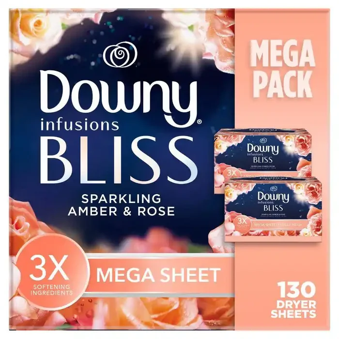 Downy Infusions Sparkling Amber & Rose Bliss Mega Dryer Sheets