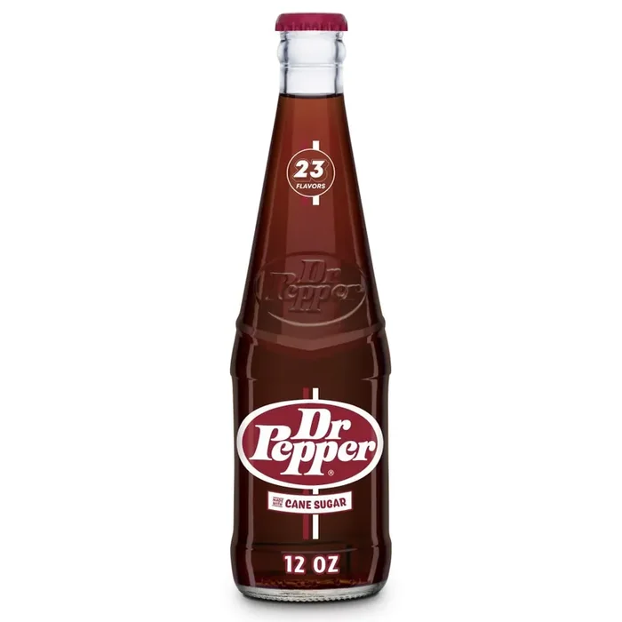 Dr Pepper Made with Cane Sugar Soda, 12 fl oz glass bottle
