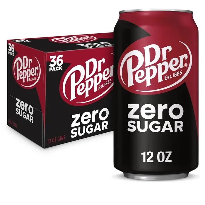 Dr Pepper Zero Sugar Soda, 12 fl oz cans, 24 ct