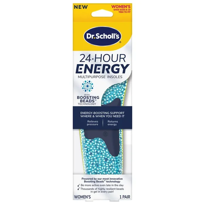 Dr. Scholl‘s 24-Hour Energy Multipurpose Insoles, Returns Energy with every step, Relieves Foot Pressure & Tired Achy Feet, Memory Foam & Gel Insert, Women‘s Shoe Size 6-10, 1 Pair