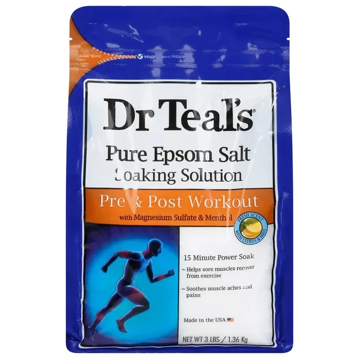 Dr. Teal‘s Pre & Post Workout Pure Epsom Salt Fresh Scent with Citrus & Mint Soaking Solution 3 lb