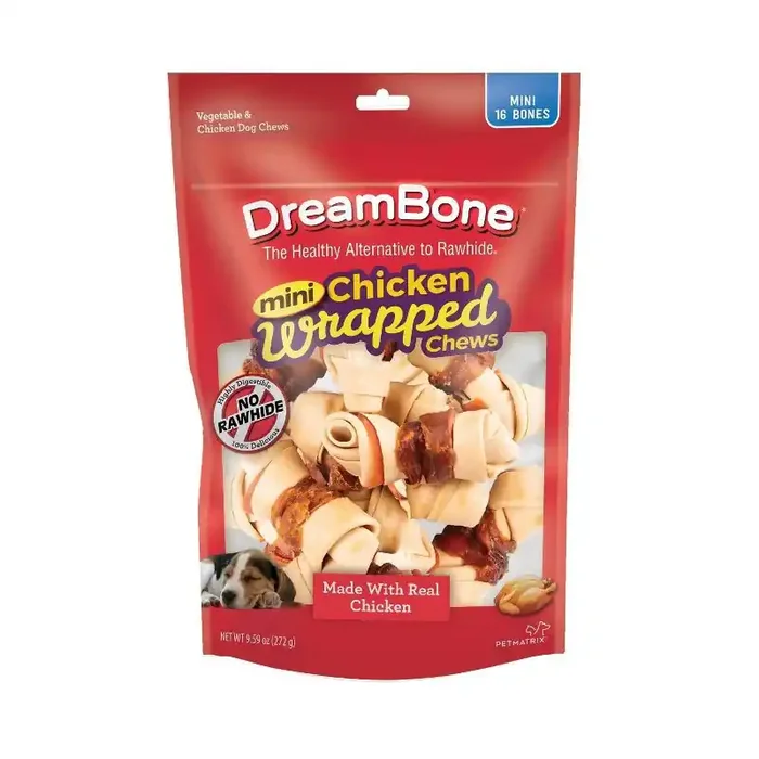 DreamBone Chicken and Vegetable Wrapped Mini Bones Chews Dog Treats – 16ct