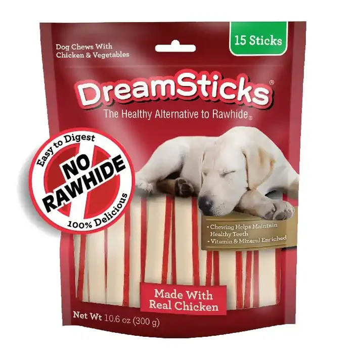DreamBone DreamSticks With Real Chicken 15 Count, Rawhide-Free